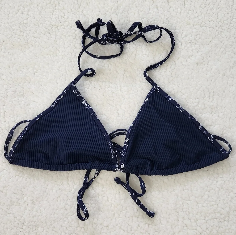 New!Frankie's Bikinis Tia Ribbed Triangle Bikini Top-Dixie‎